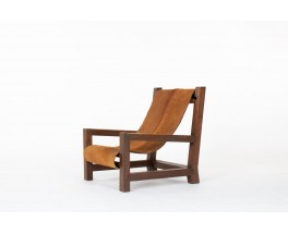 Fauteuil en pin et peau de vache 1950