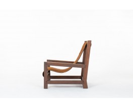 Fauteuil en pin et peau de vache 1950