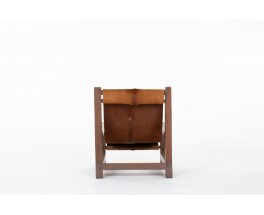 Fauteuil en pin et peau de vache 1950