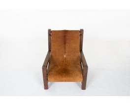 Fauteuil en pin et peau de vache 1950