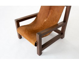 Fauteuil en pin et peau de vache 1950