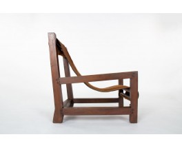 Armchair in pine and cowhide 1950