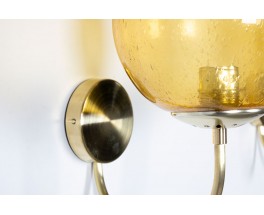 Wall lights in brass and smoked glass edition Parscot 1970 set of 2