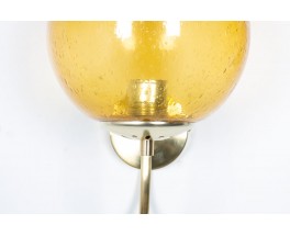 Wall lights in brass and smoked glass edition Parscot 1970 set of 2