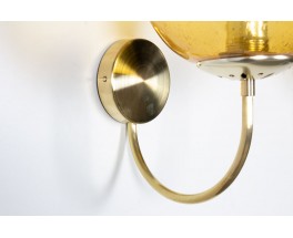 Wall lights in brass and smoked glass edition Parscot 1970 set of 2