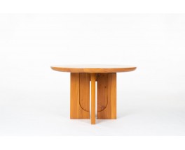 Table de repas ronde Luigi Gorgoni en orme édition Roche Bobois 1980