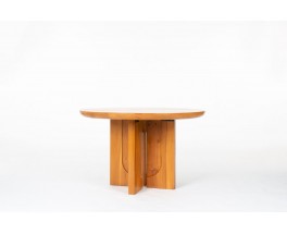 Table de repas ronde Luigi Gorgoni en orme édition Roche Bobois 1980