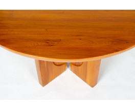 Table de repas ronde Luigi Gorgoni en orme édition Roche Bobois 1980