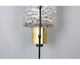 Wall lights in black metal, brass and glass edition Arlus 1950 set of 2