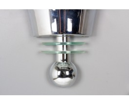 Chrome and glass wall lights Art Deco design 1930 set of 2