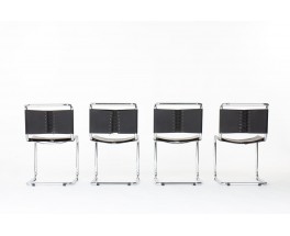 Marcel Breuer chairs model B33 black leather edition Gavina 1960 set of 4