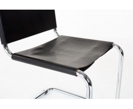 Chaises Marcel Breuer modèle B33 cuir noir édition Gavina 1960 set de 4